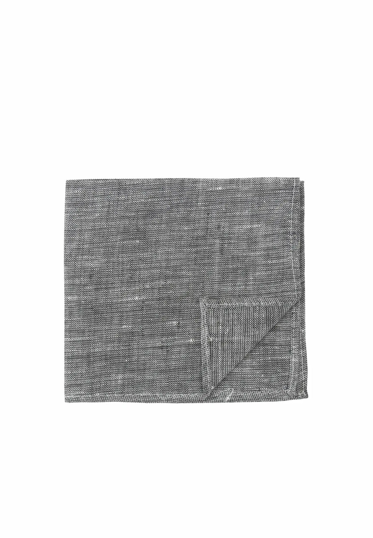 (Grau) Leinen-Einstecktuch Herren – Detailansicht Textur