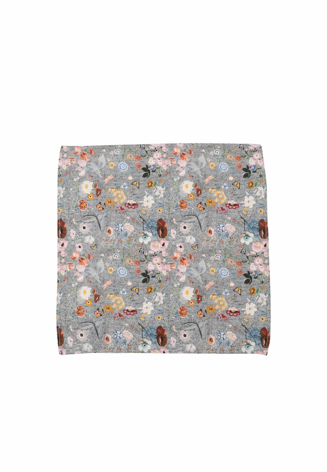 (Grau) Einstecktuch Herren floral 28x28 cm – Gesamtansicht