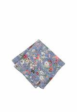 (Blau) Einstecktuch Herren Blumenmuster Seide – Pochette gefaltet