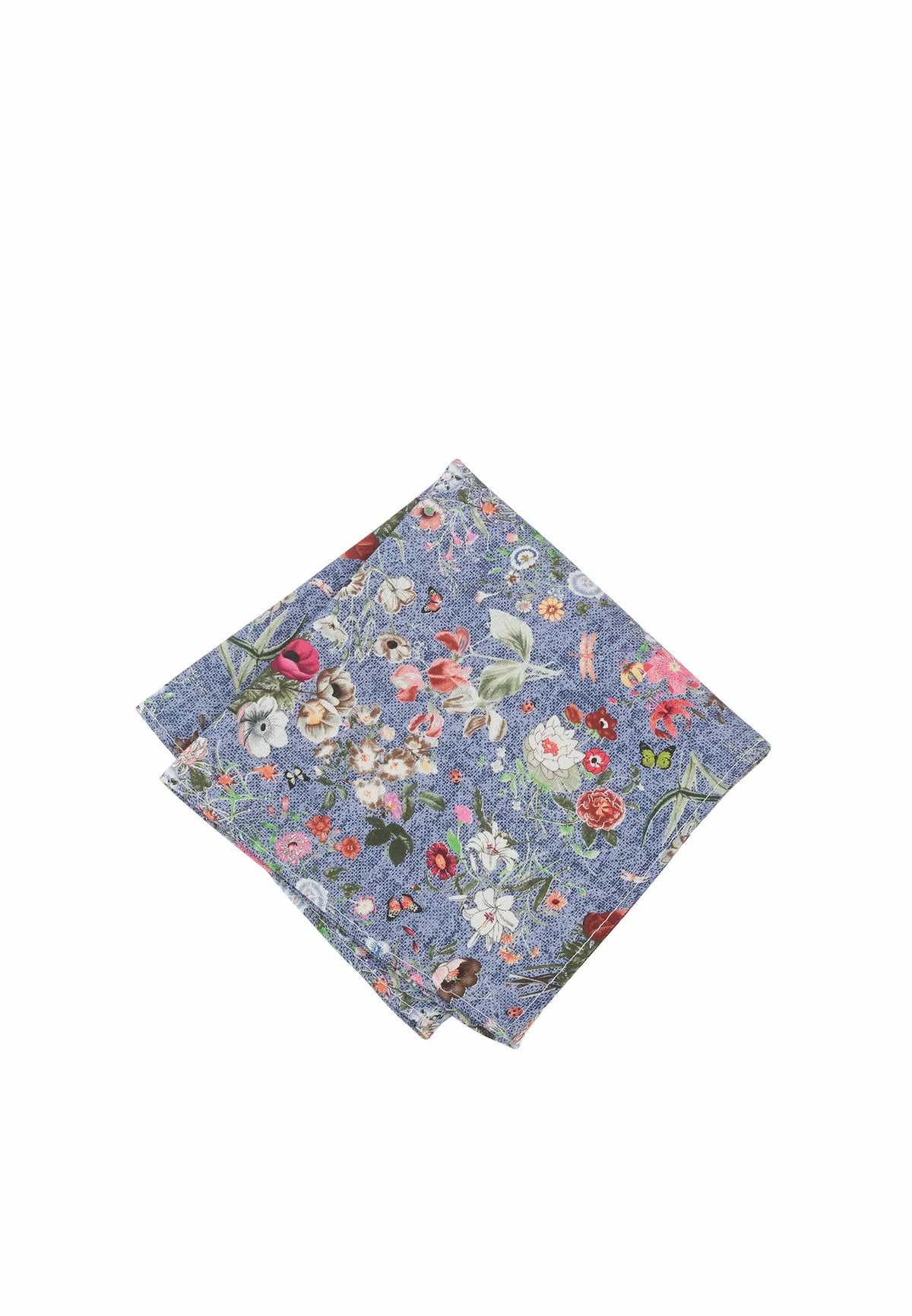 (Blau) Einstecktuch Herren Blumenmuster Seide – Pochette gefaltet