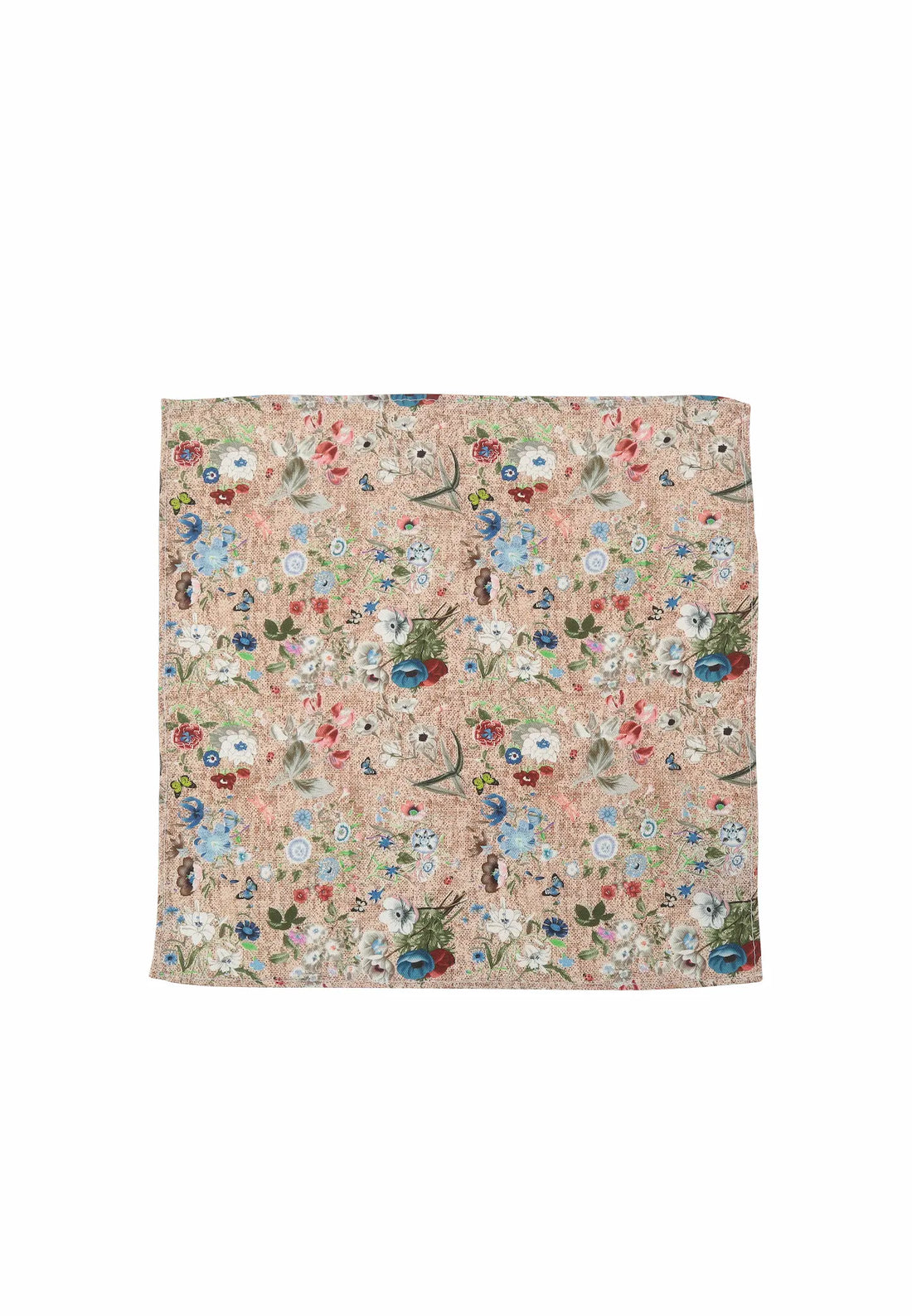 (Beige) Einstecktuch Herren floral 28x28 cm – Gesamtansicht