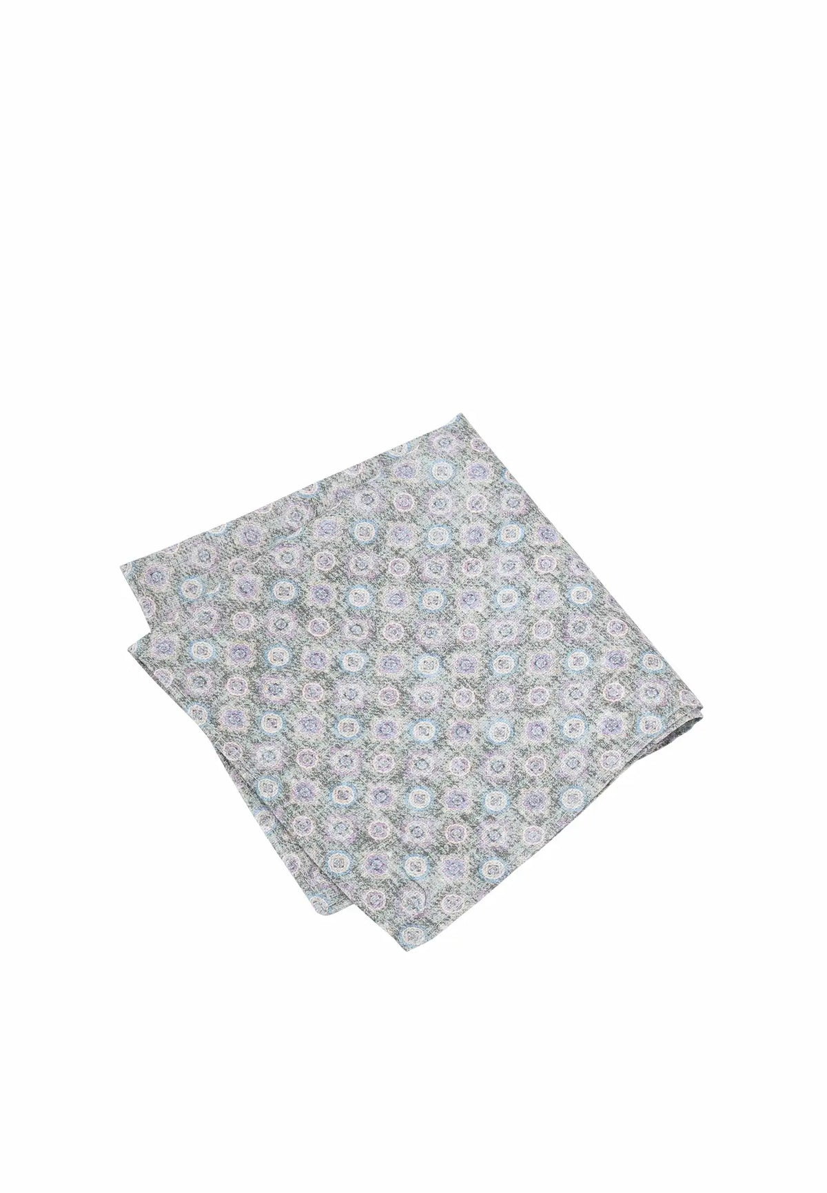 (Grau) Einstecktuch Herren Medaillon-Muster Baumwolle – diagonal gefaltet