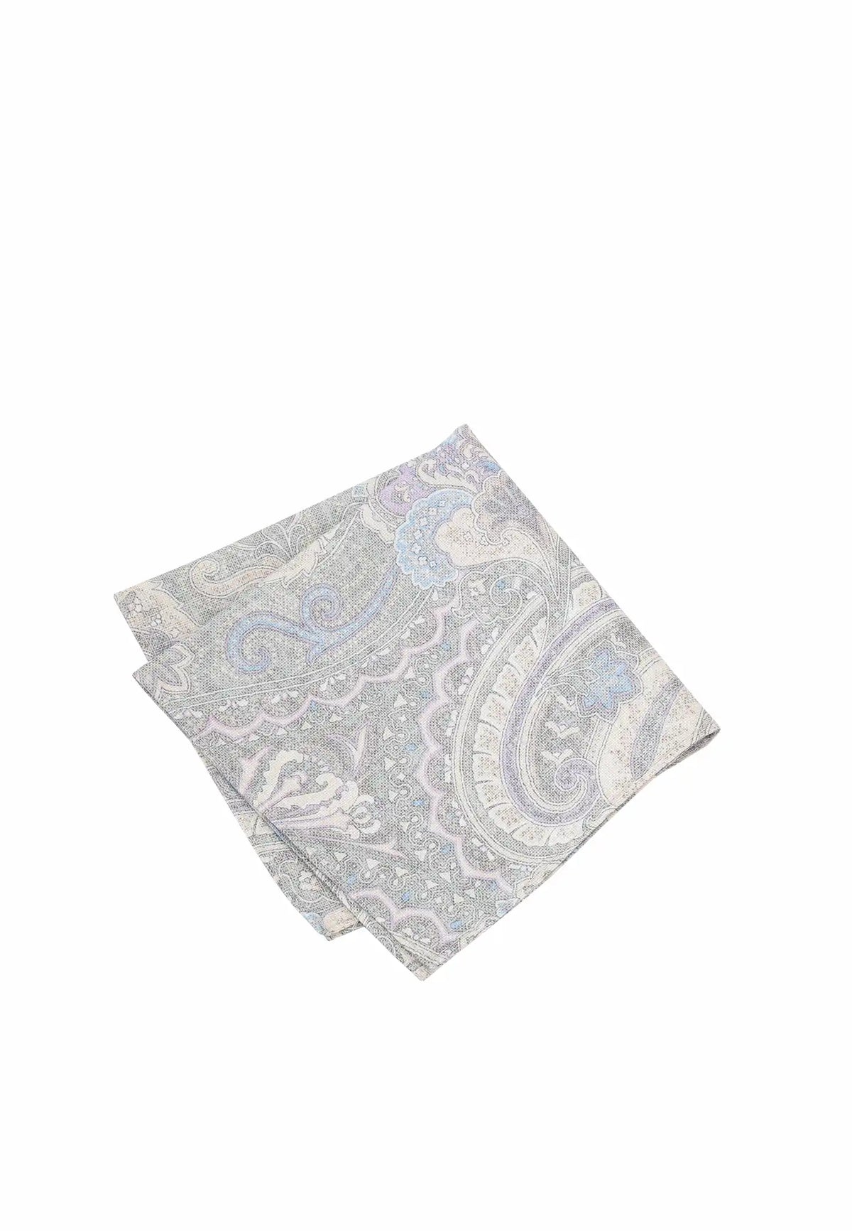 (Grau) Einstecktuch Herren Paisley-Muster Baumwolle – diagonal gefaltet