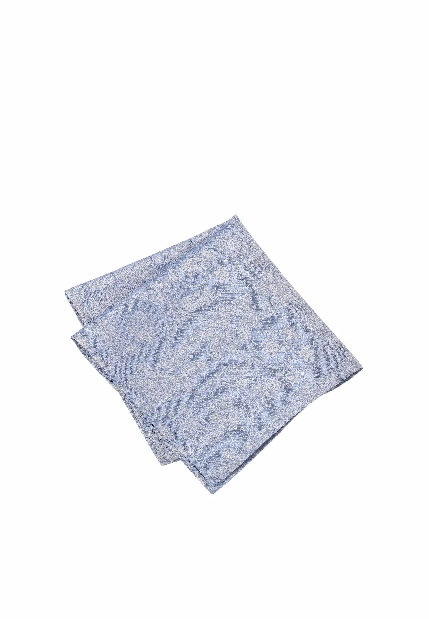 (Hellblau) Einstecktuch Herren Paisley Seide – diagonal gefaltet