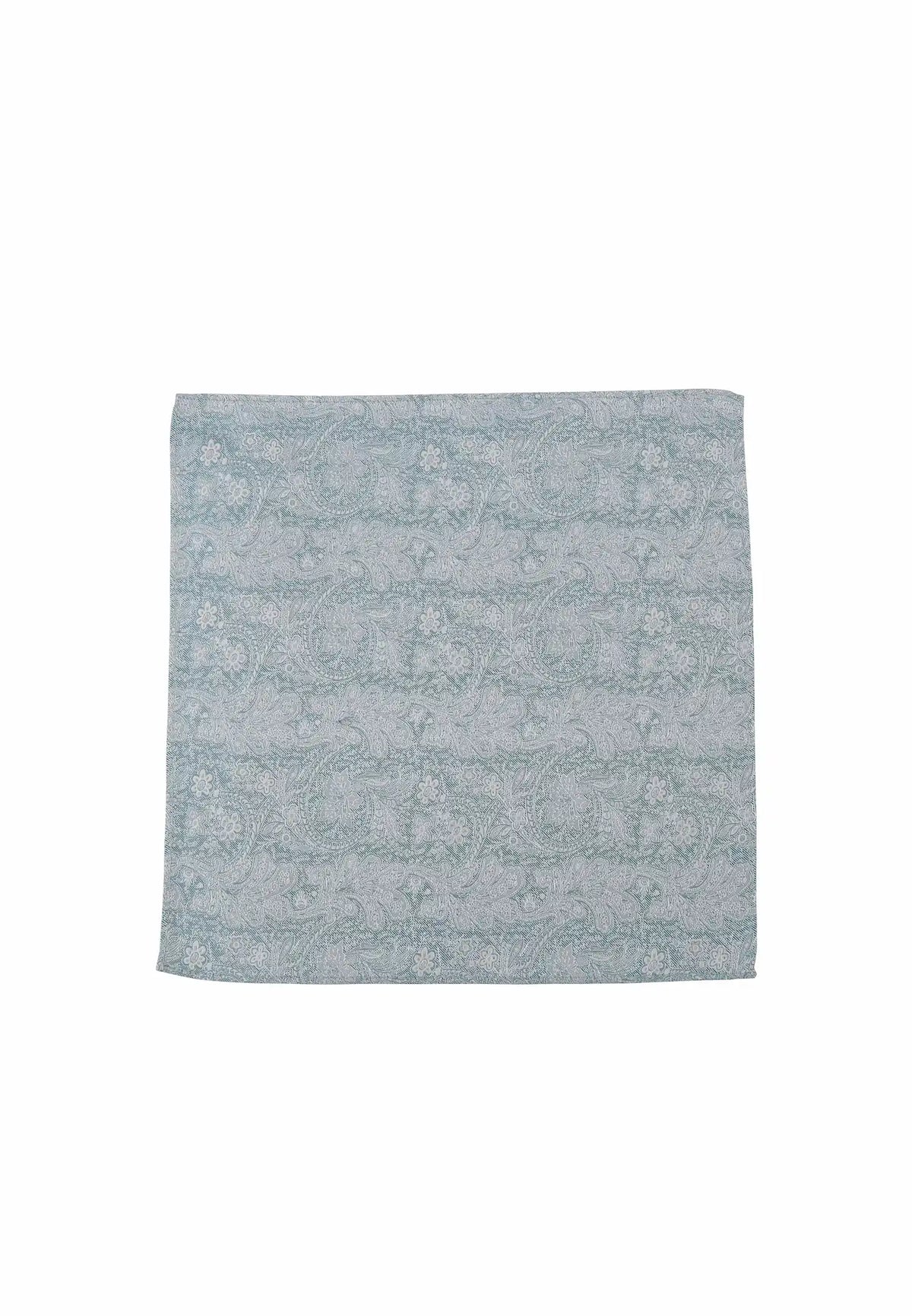 (Petrol) Einstecktuch Herren Paisley Seide 28x28 cm – Gesamtansicht