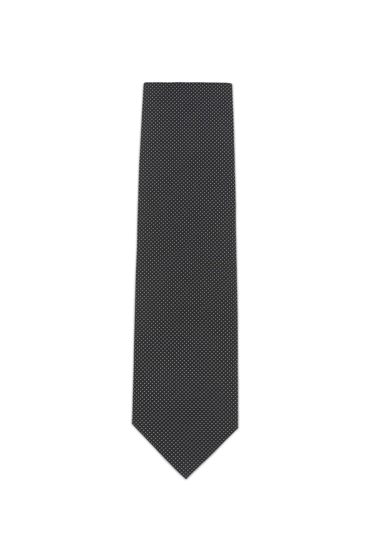 (Schwarz) Seidenkrawatte Picoté 8cm Überlänge 170cm flach
