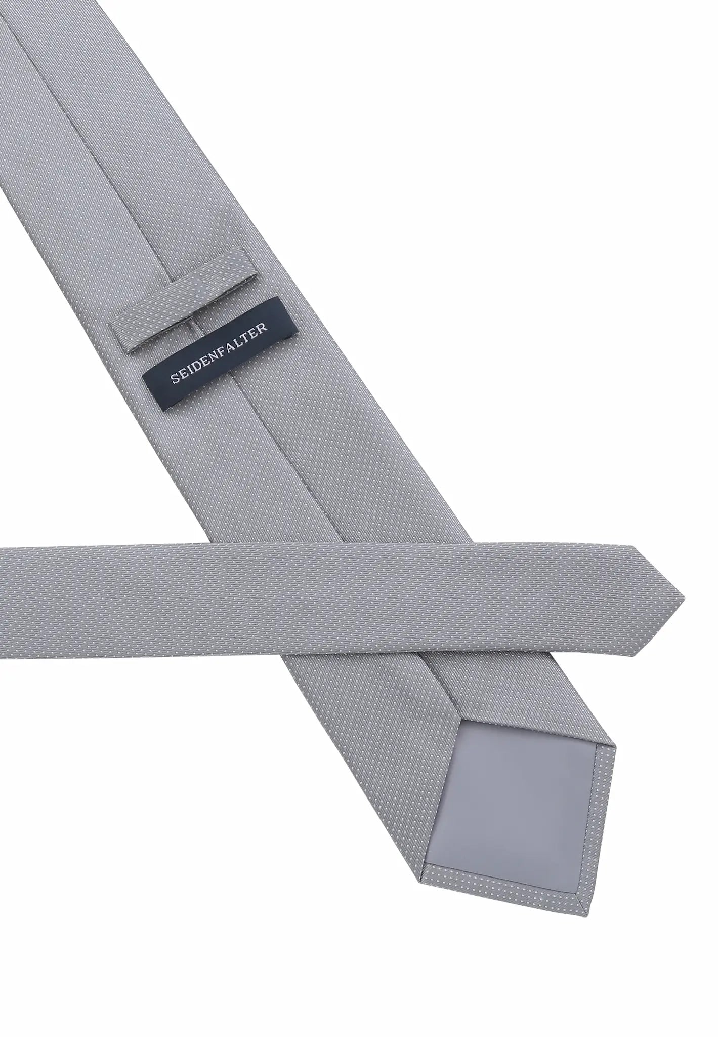 (Grau) Seidenkrawatte Picoté Detail Materialstruktur 100% Seide