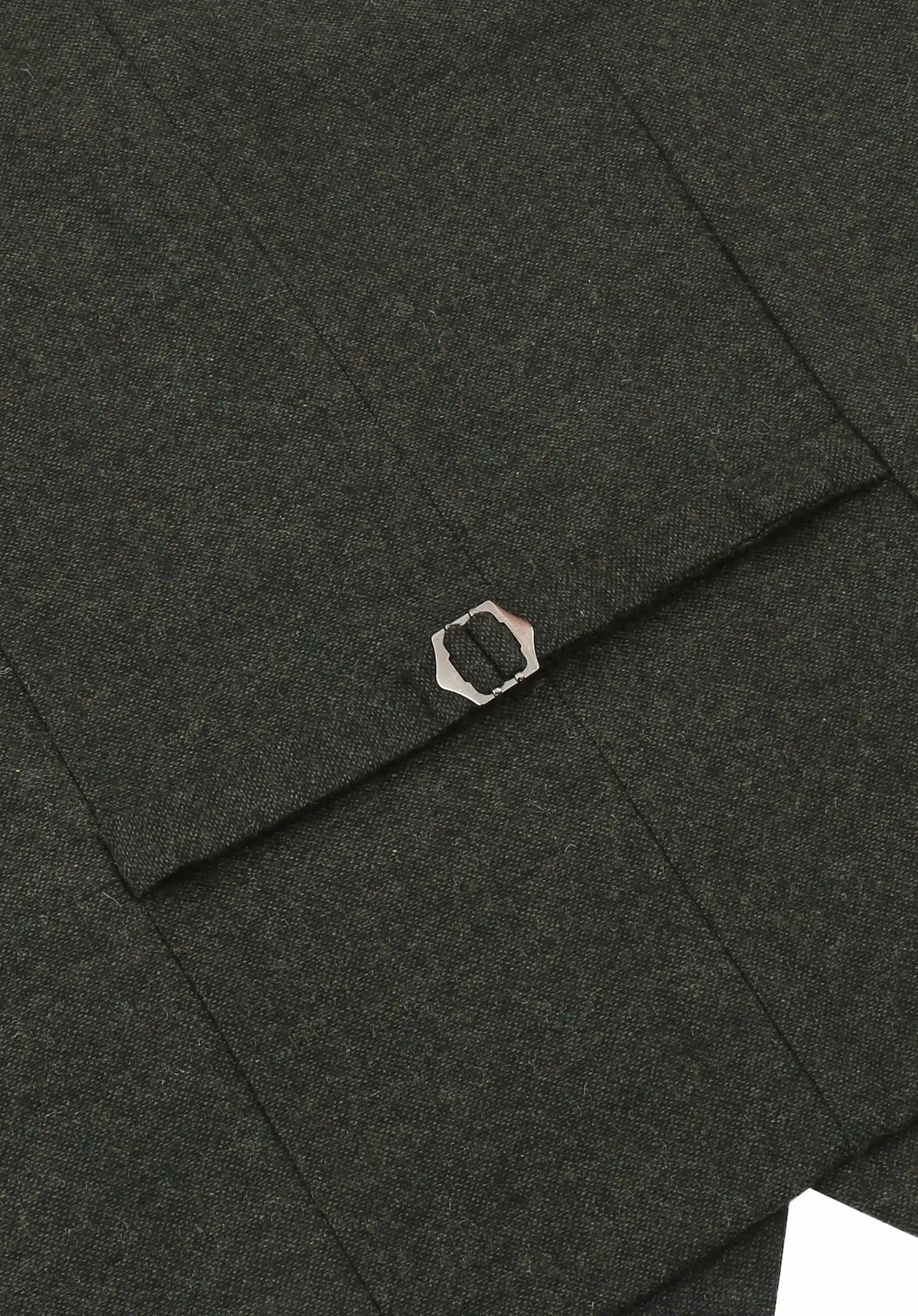 (Dunkelgrün) Weste Tweed – Rückansicht mit verstellbarem Riegel