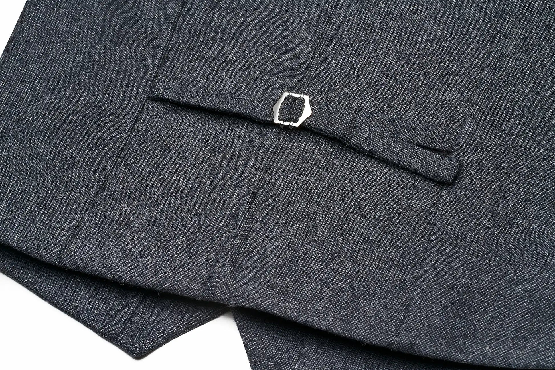 (Anthrazit) Weste Tweed – Rückansicht mit verstellbarem Riegel