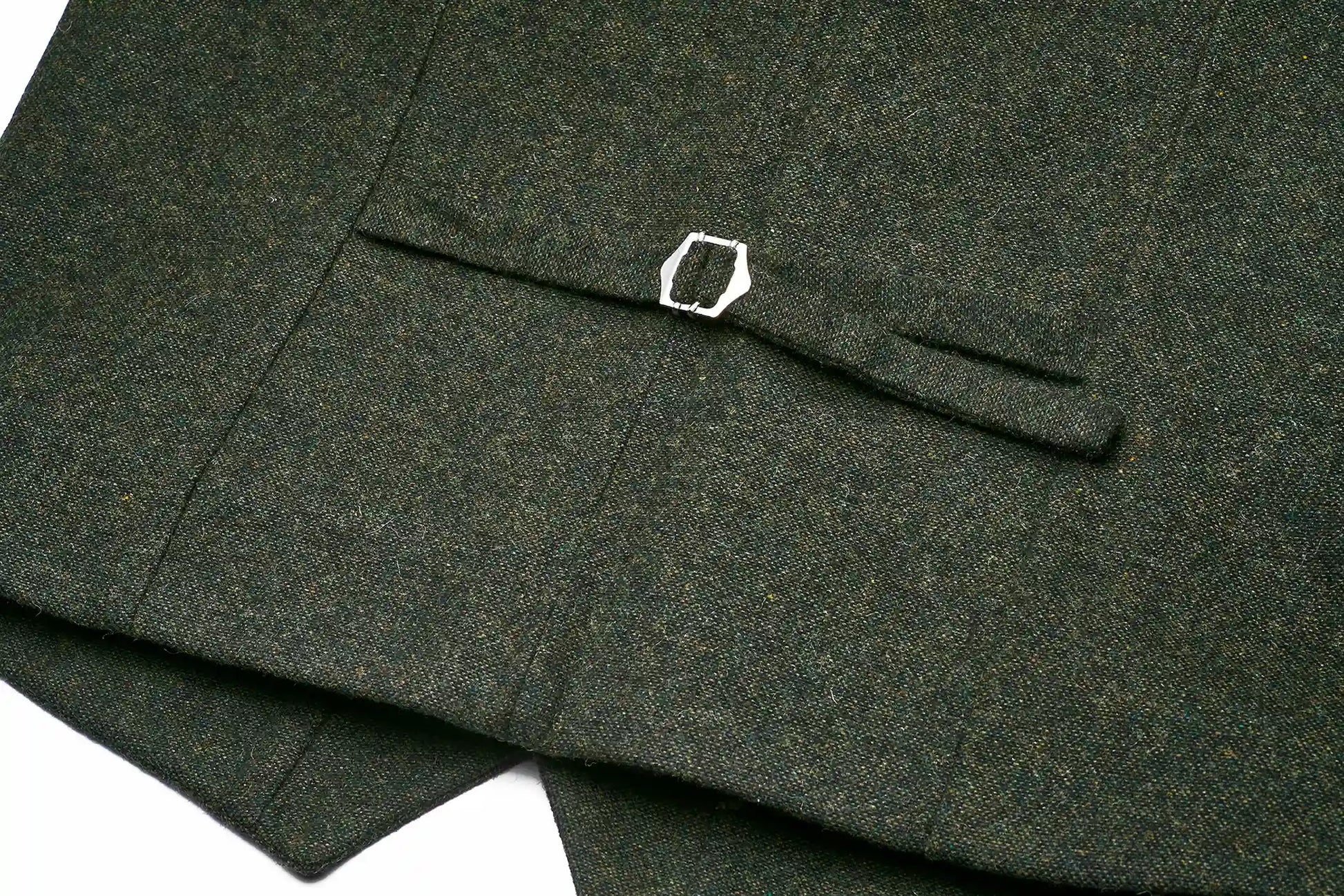 (Dunkelgrün) Westen Set Herren Tweed – Rückseite mit verstellbarem Riegel