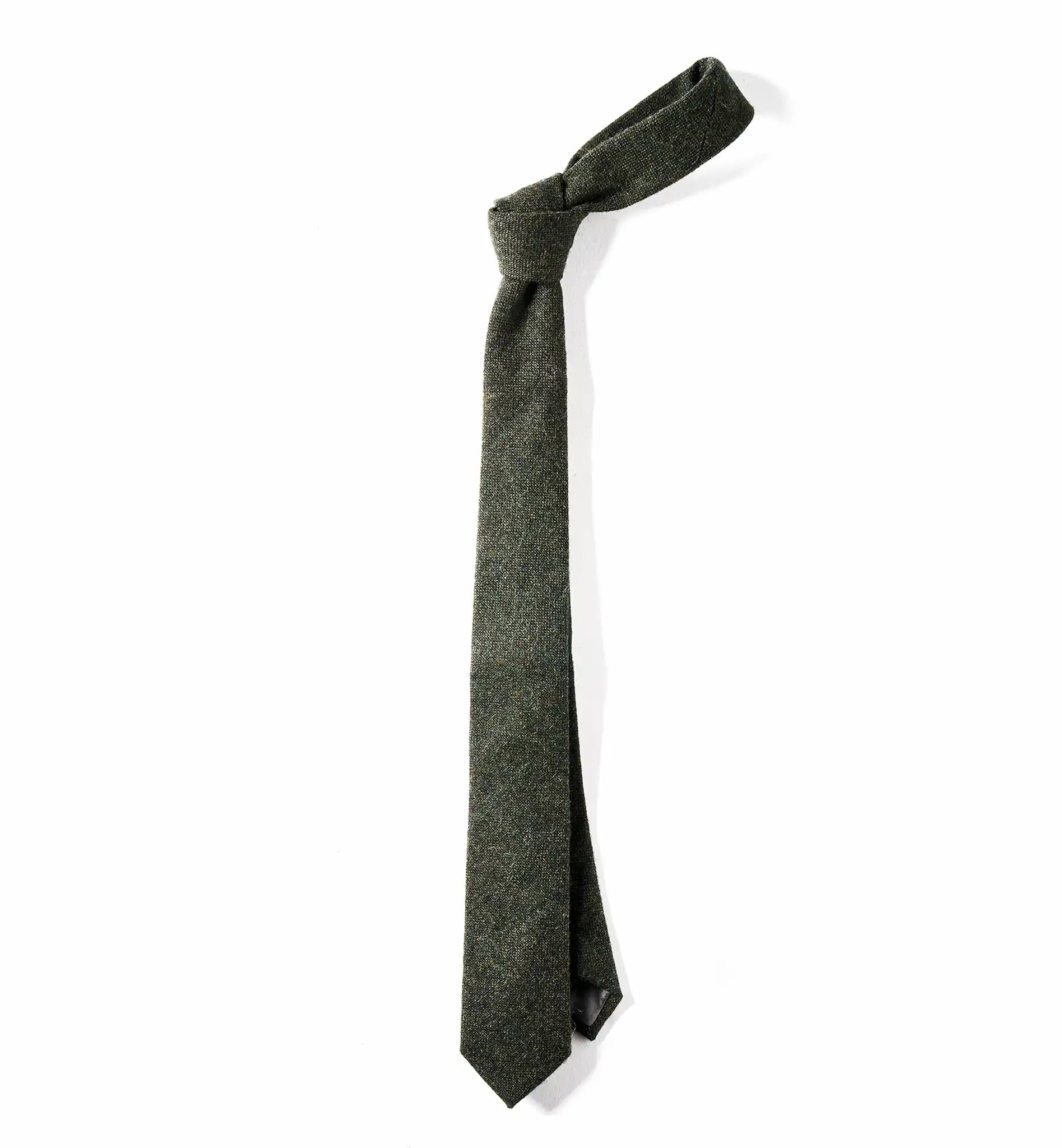 (Dunkelgrün) Krawatte Herren Tweed Wolle – Detailansicht