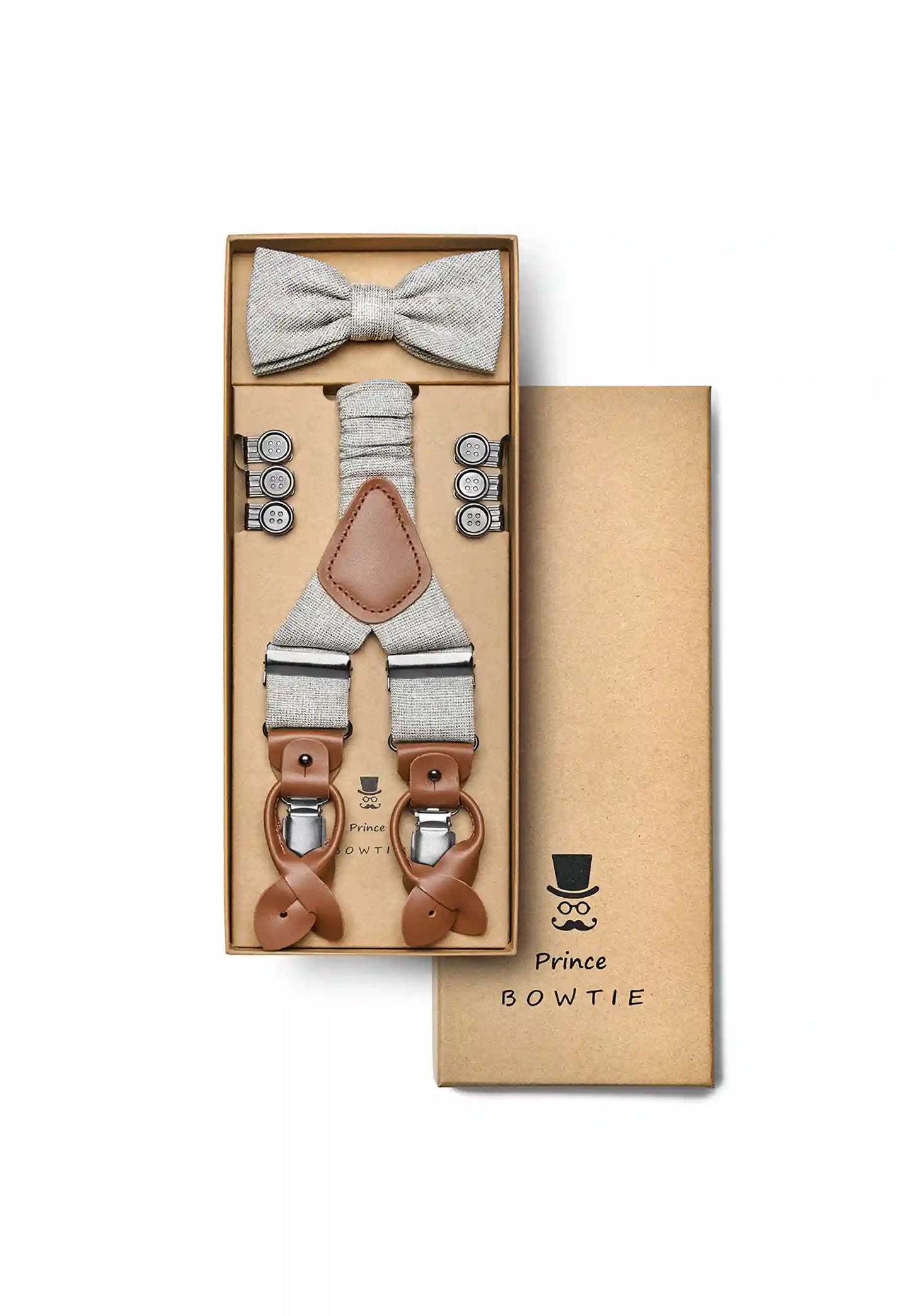 (Taupe) Hosenträger Set mit Fliege im Sale bei style4him.de