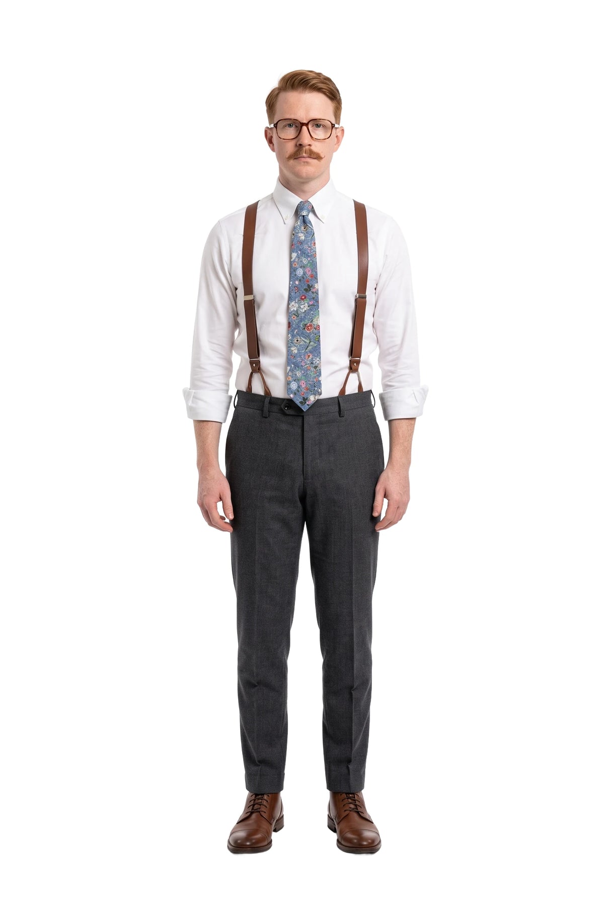 (Blau) krawatte herren blumenmuster seide getragen ganzkörper look