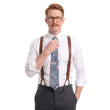 (Blau) krawatte herren blumenmuster seide getragen pose krawatte frei sichtbar