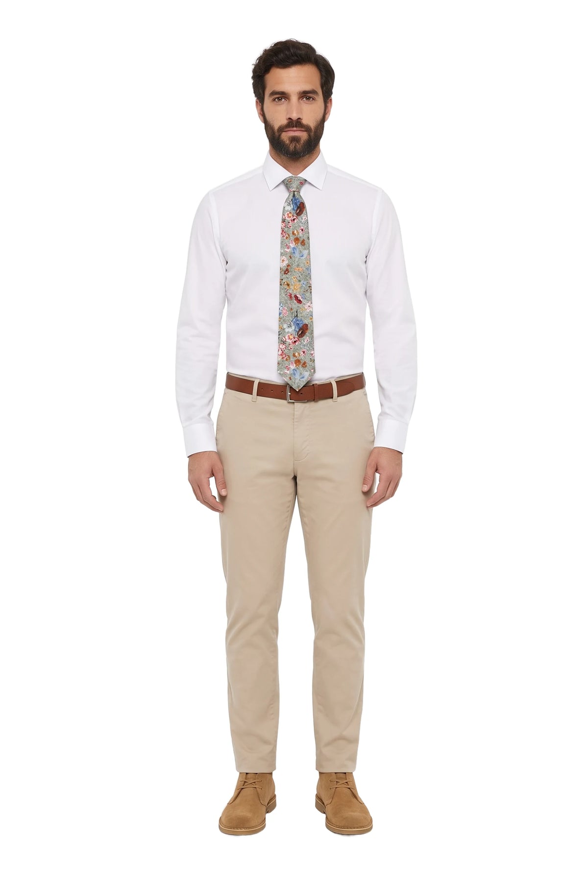 (Grün) krawatte herren blumenmuster seide getragen ganzkörper look