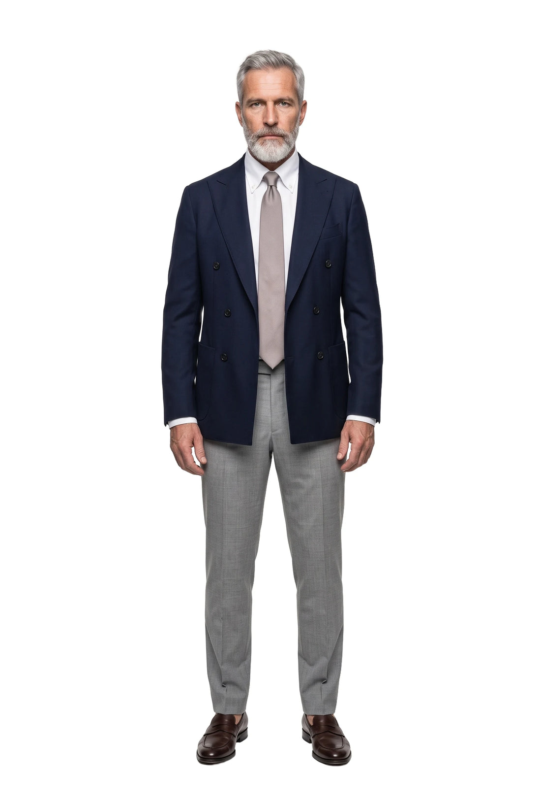 (Beige) seidenkrawatte herren uni schmal getragen ganzkörper look