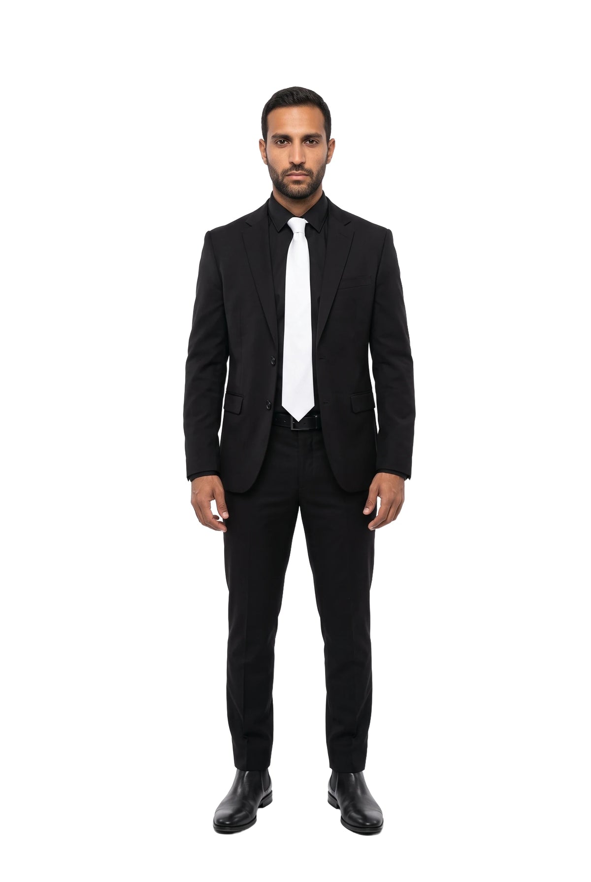 (Weiß) seidenkrawatte herren uni schmal getragen ganzkörper look