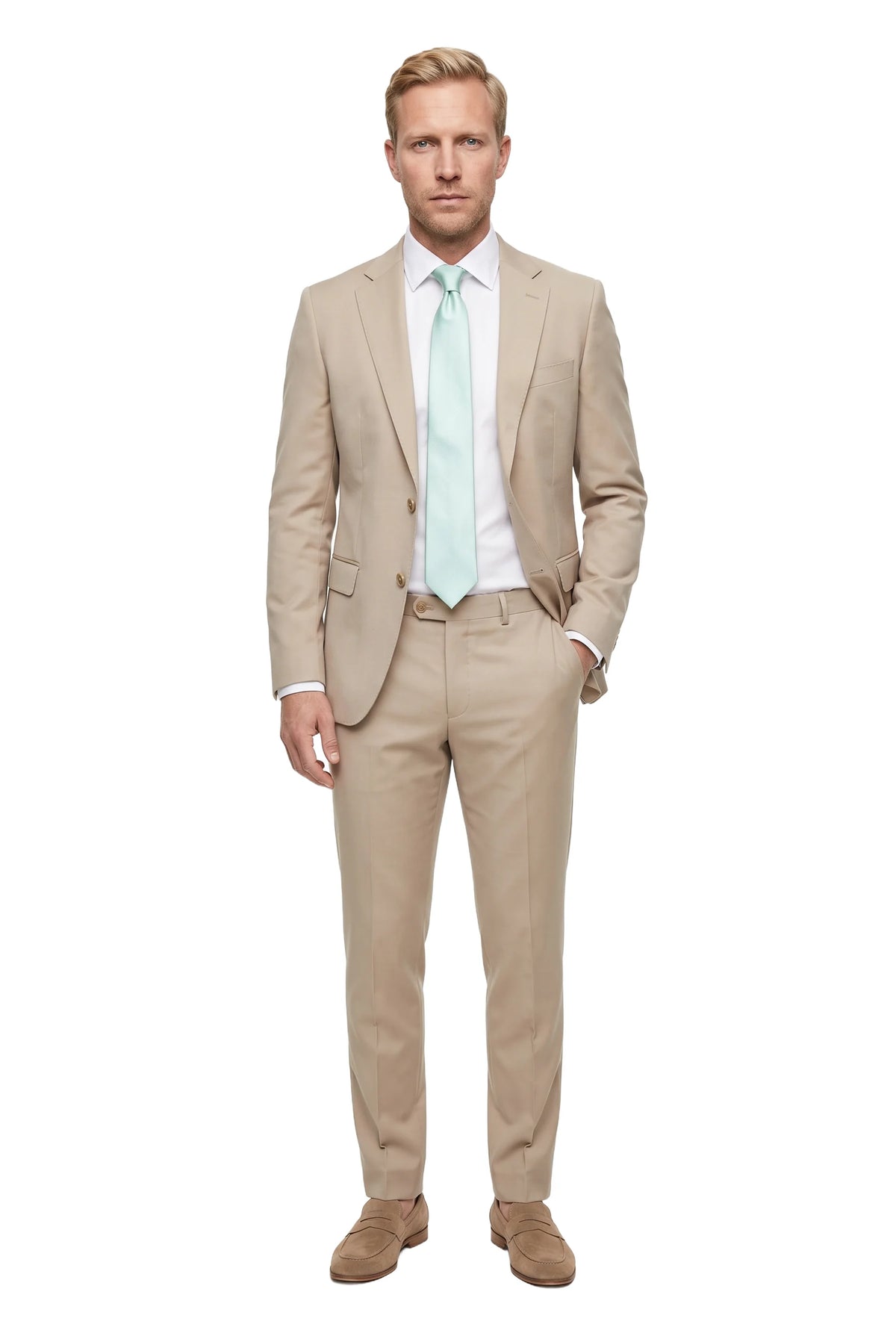 (Mint) seidenkrawatte herren pastell getragen ganzkörper look